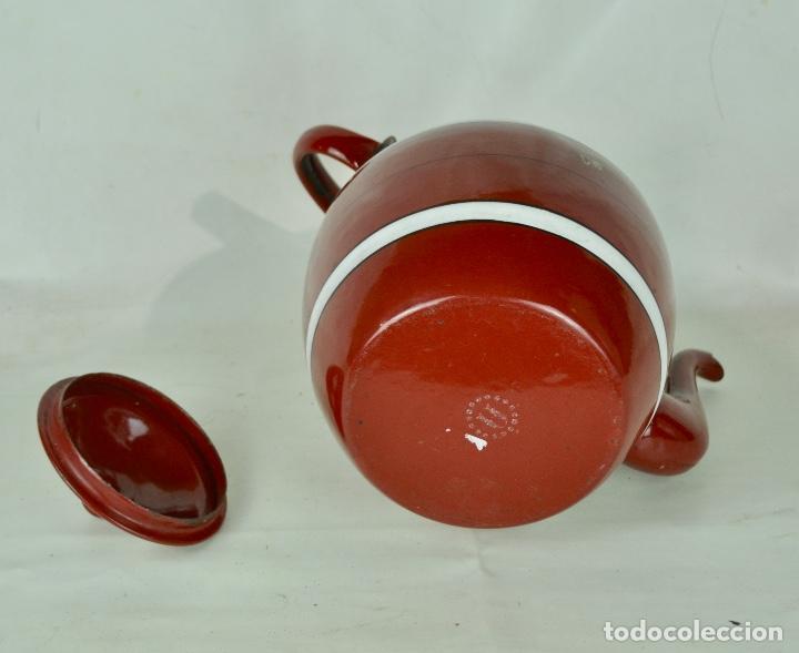 Vintage: Cafetera francesa metal esmaltado en marr&oacute;n - Foto 7