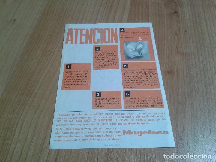 Vintage: L&aacute;mina publicitaria -- Dise&ntilde;o vintage a&ntilde;os 70 -- Instrucciones -- Magefesa -- 21 x 15 cm