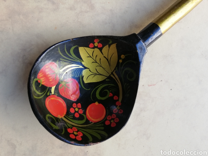 Vintage: Gran cuchara rusa - madera de balsa pintada a mano - Foto 3