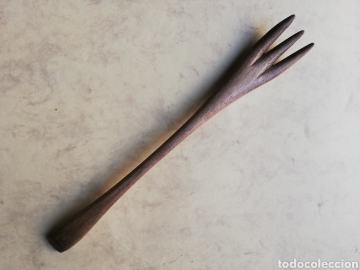 Vintage: Rustico tenedor de madera - 25,5 cm. de longitud - Foto 1