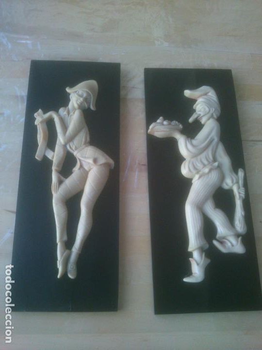 Vintage: PAREJA DE ARLEQUINES PARA PARED - Foto 2