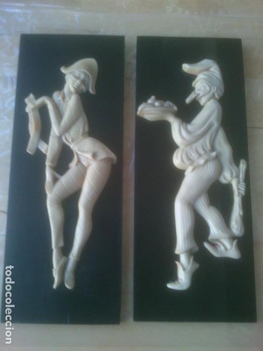 Vintage: PAREJA DE ARLEQUINES PARA PARED - Foto 3