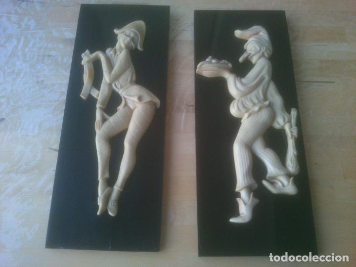 Vintage: PAREJA DE ARLEQUINES PARA PARED - Foto 1