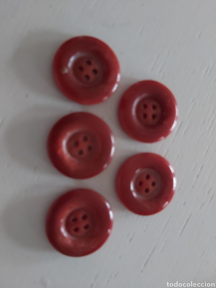 Vintage: Lote de cinco botones vintage color teja