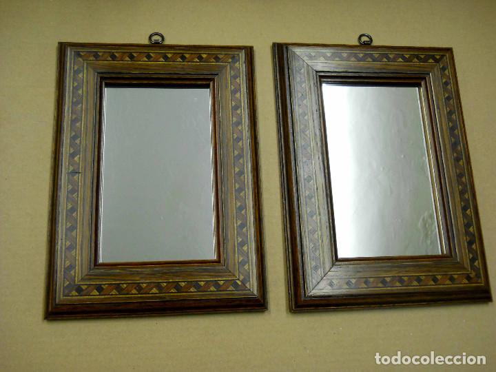 Vintage: Lote 2 espejos madera chapada Radica Noce