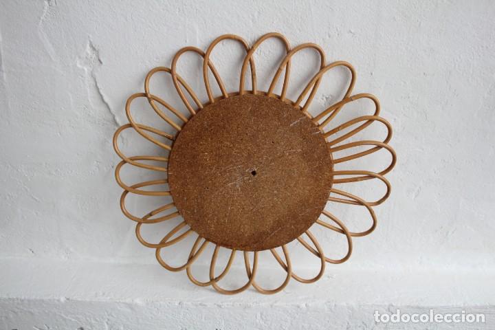 Vintage: Espejo sol de ca&ntilde;a de bamb&uacute; mimbre. - Foto 5