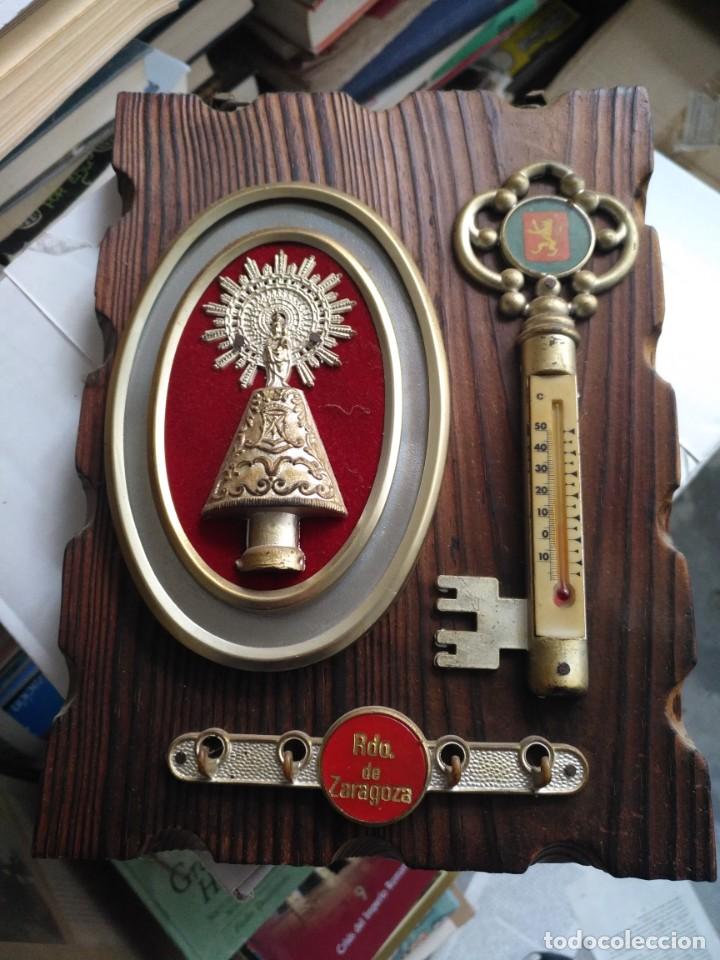 Vintage: Recuerdo virgen del pilar zaragoza madera oloron