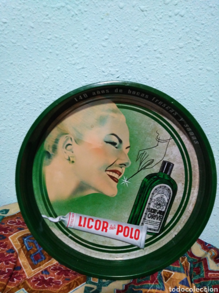Vintage: Plato metalico licor del polo ( 140 a&ntilde;os de bocas frescas y sanas )