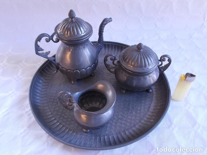 Vintage: JUEGO DE CAF&Eacute; DE PELTRE - Foto 2