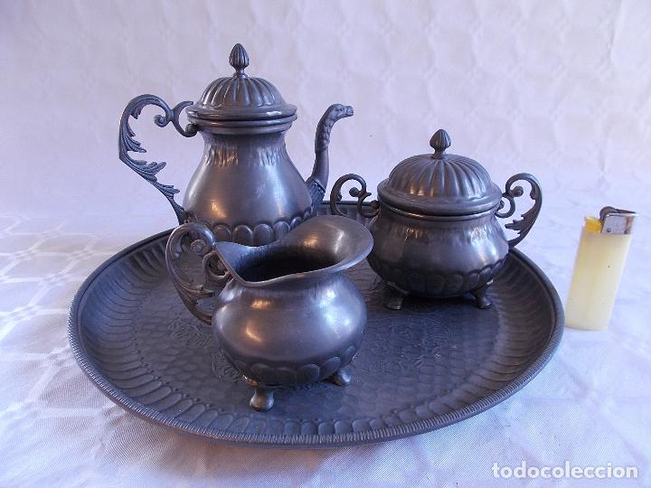 Vintage: JUEGO DE CAF&Eacute; DE PELTRE - Foto 1