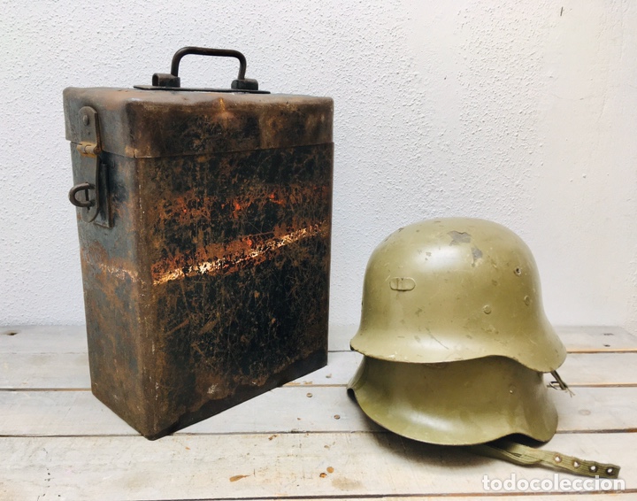 Vintage: CURIOSA CAJA DE HIERRO DE INSTRUMENTO MILITAR ESTUCHE INDUSTRIAL MET&Aacute;LICO DEL EJERCITO ARTILLERIA