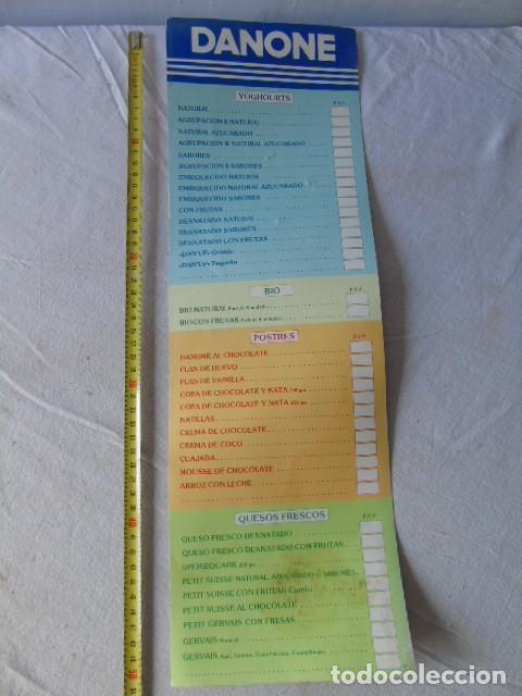 Vintage: danone antigua tarifa lista de precio PVP para tiendas de comestibles CARTEL GRAN TAMA&Ntilde;O