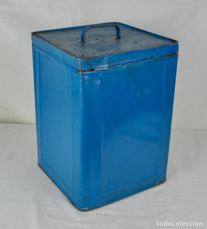 Vintage: Caja de lata en azul oscuro - Foto 4