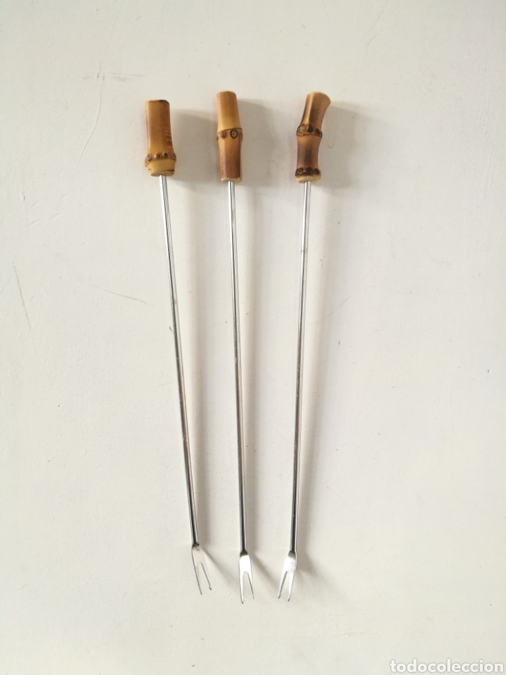 Vintage: PINCHOS PARA FONDUE ACERO Y MANGO DE CA&Ntilde;A DE BAMB&Uacute; // COCINA VINTAGE
