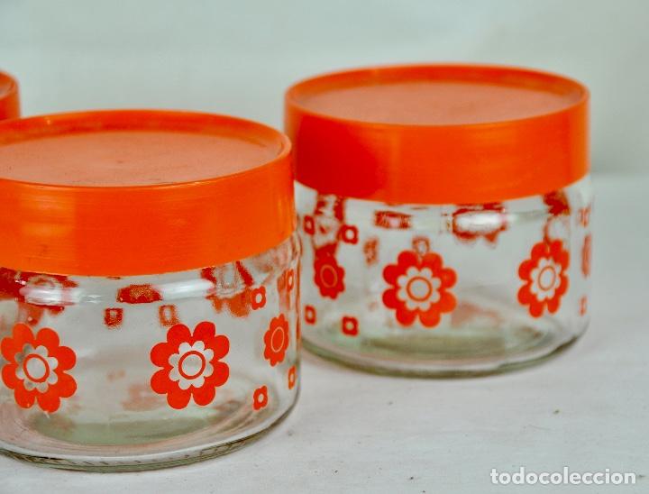 Vintage: Botes de cocina cristal con tapa y fores naranjas - Foto 2