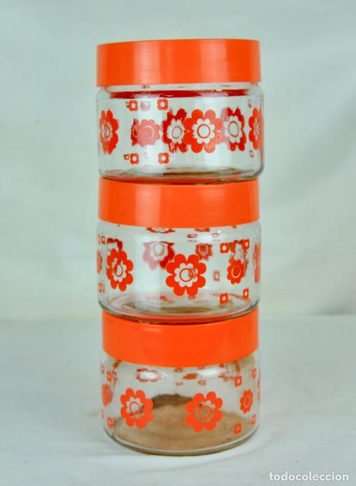 Vintage: Botes de cocina cristal con tapa y fores naranjas - Foto 4