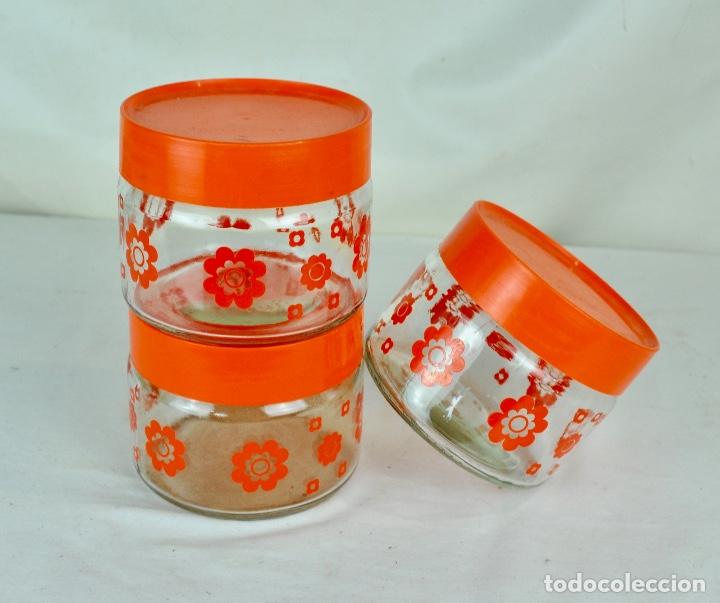 Vintage: Botes de cocina cristal con tapa y fores naranjas - Foto 5
