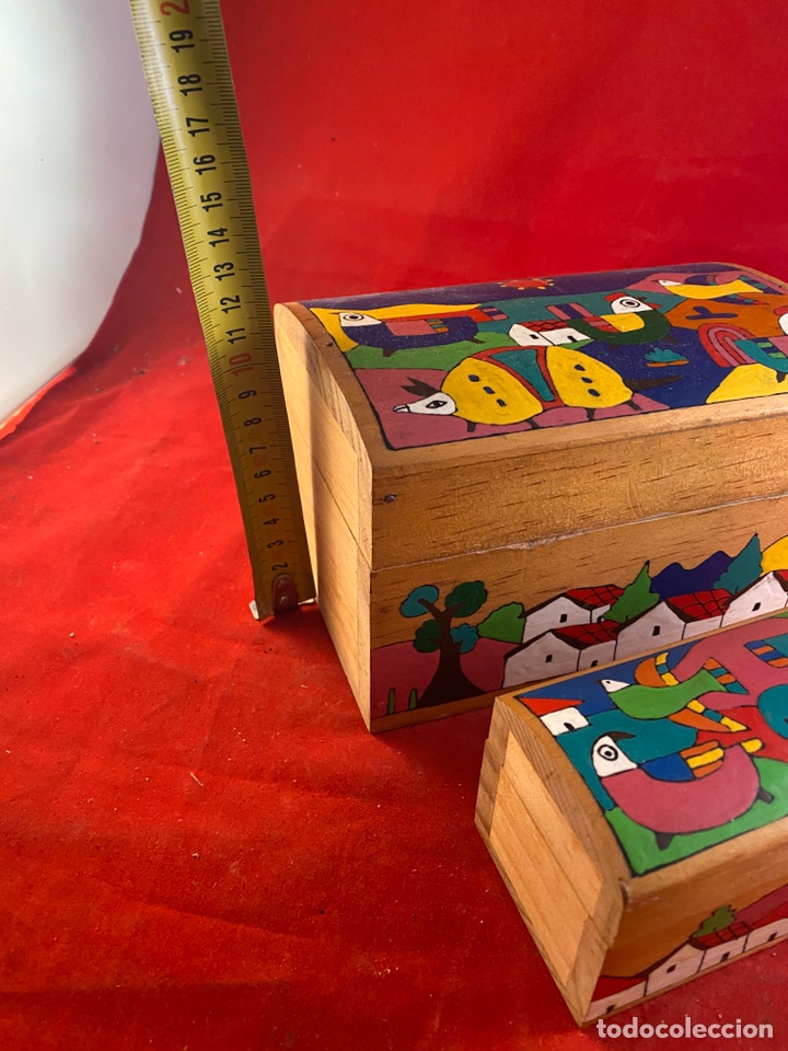 Vintage: Pareja de cajas infinitas madera pintada - Foto 2