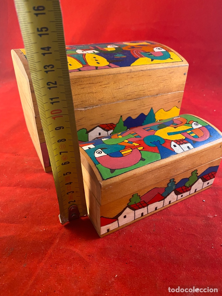 Vintage: Pareja de cajas infinitas madera pintada - Foto 3