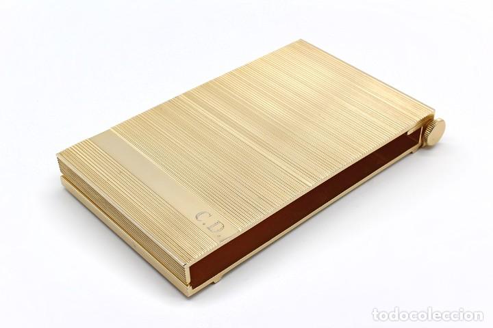 Vintage: Porta Bloc de notas de metal, marca Kaymet, Made in England. Anodised Ware. Anodizado color dorado.