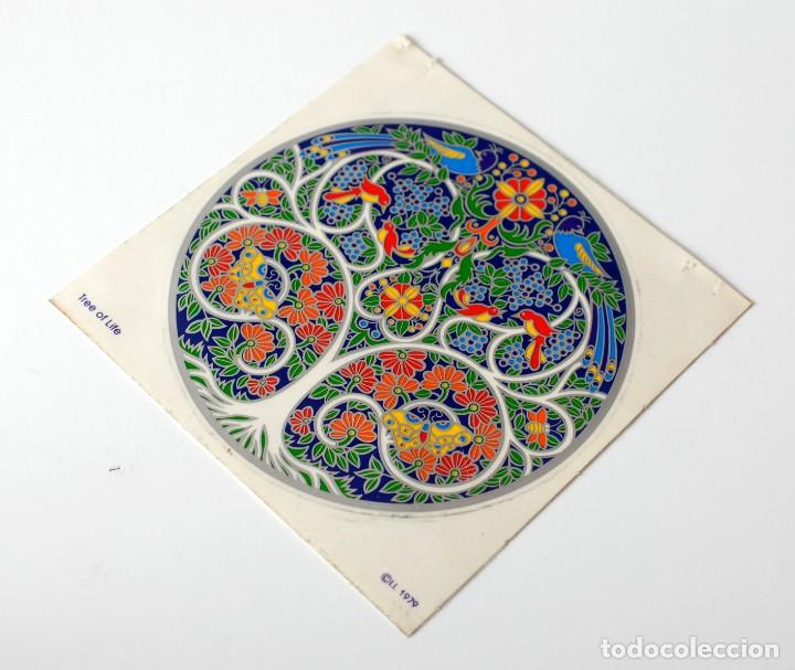 Vintage: Sticker, pegatina vintage. Tree of Life &copy; I.I. 1979. Mide 14 cm de di&aacute;metro.