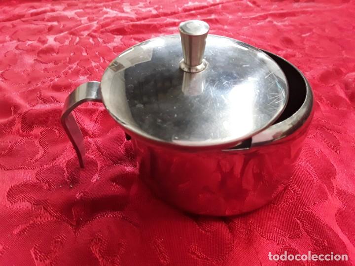 Vintage: Azucarero met&aacute;lico con tapadera