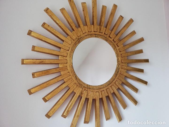 Vintage: Espejo sol de madera - Foto 1