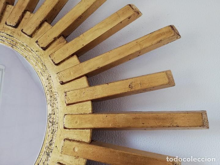 Vintage: Espejo sol de madera - Foto 2