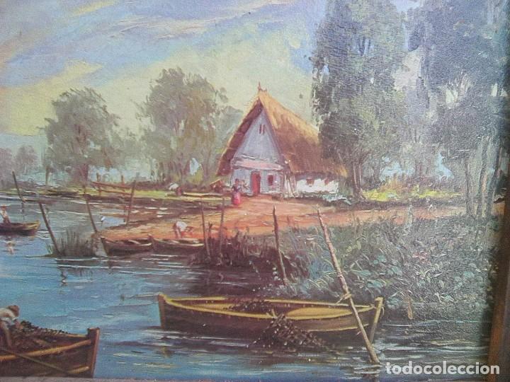 Vintage: cuadro de pintura con paisaje de la Albufera de Valencia.- Medidas 45 cm. x 35 cm.