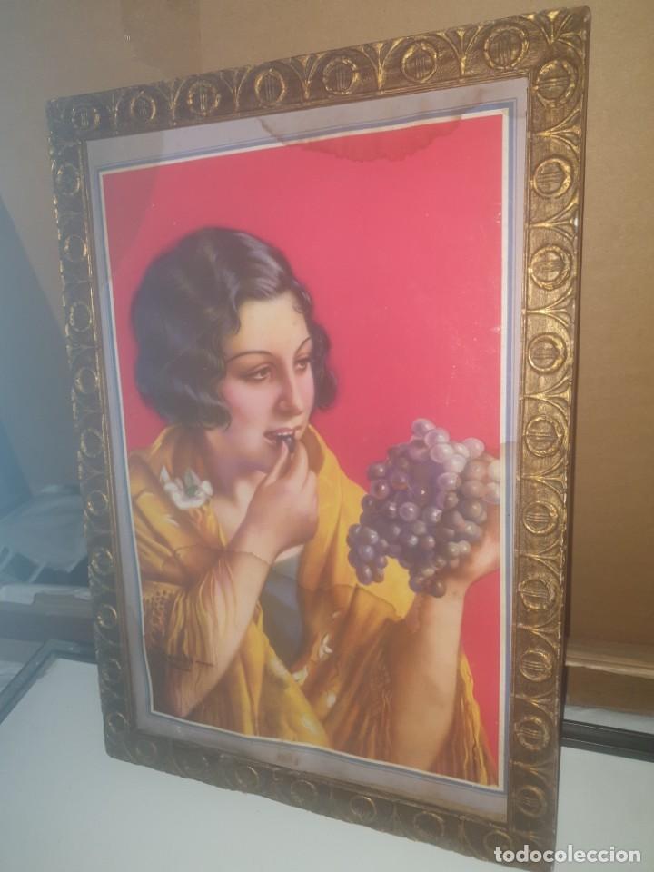 Vintage: Cuadro lamina mujer comiendo uvas - Foto 2