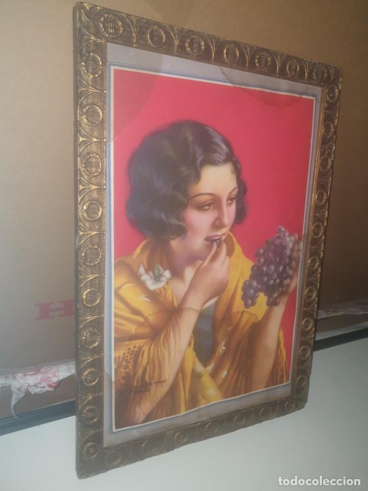 Vintage: Cuadro lamina mujer comiendo uvas - Foto 3