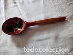 Vintage: cuchara de madera pintada amano. - Foto 1
