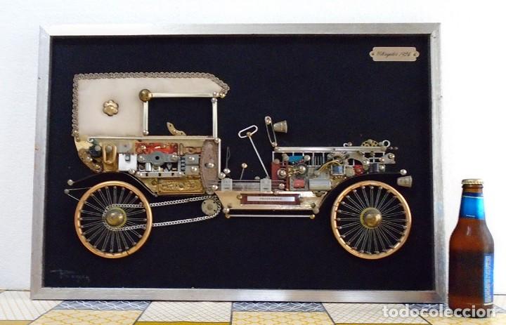 Vintage: CUADRO VINTAGE ARTESANAL . CHRYSLER 1924 . FONDO DE TERCIOPELO .63 X 43