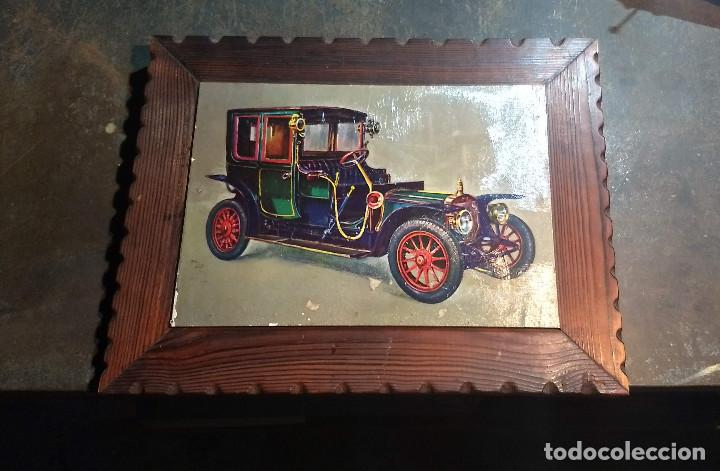 Vintage: Cuadro de madera r&uacute;stica con l&aacute;mina coche antiguo - Foto 2