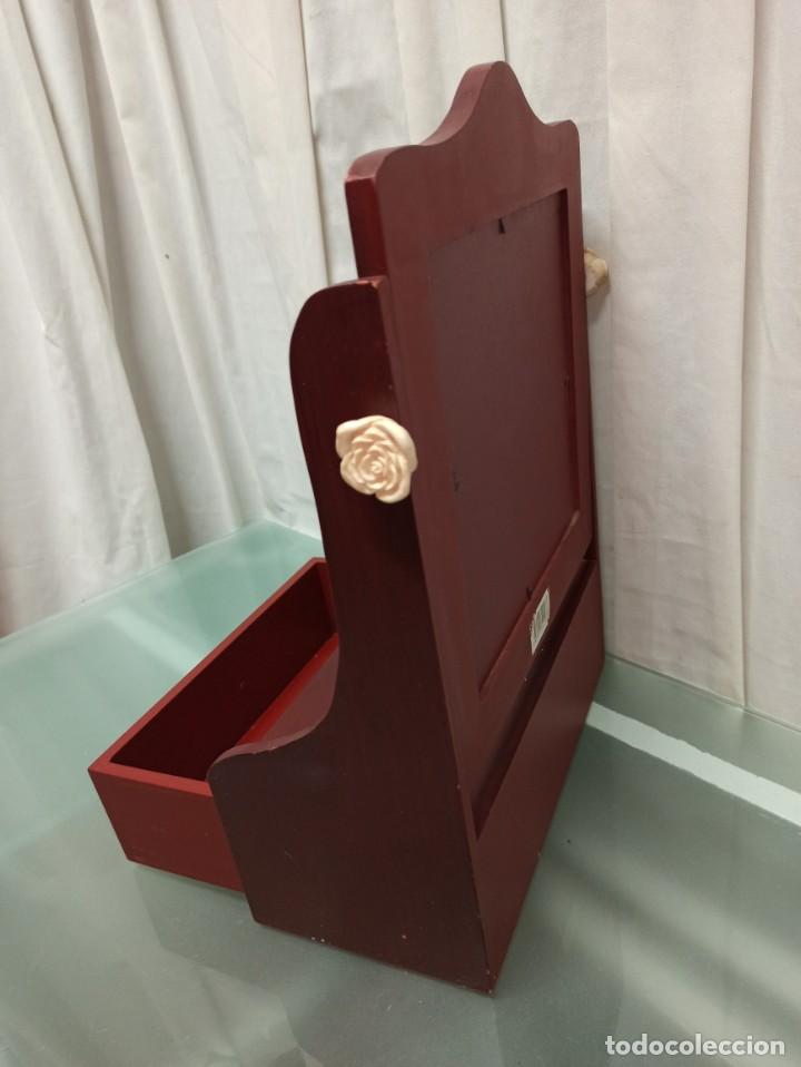 Vintage: ESPEJO MADERA SOBREMESA CON CAJ&Oacute;N - Foto 3