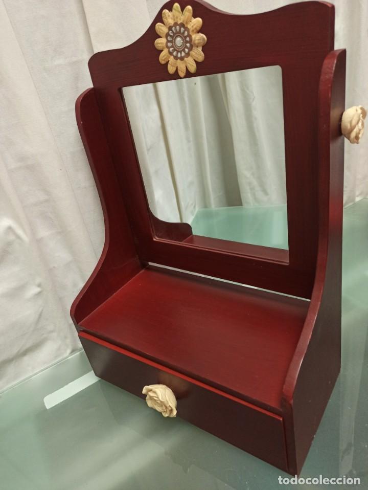 Vintage: ESPEJO MADERA SOBREMESA CON CAJ&Oacute;N - Foto 4