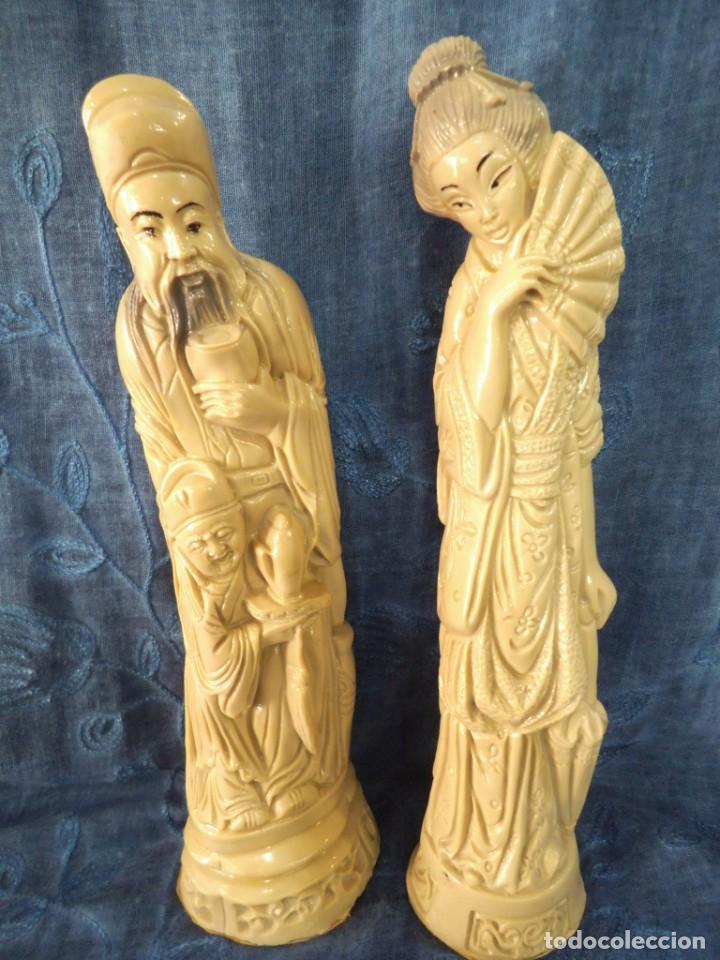 Vintage: PAREJA DE FIGURAS CHINAS - Foto 1