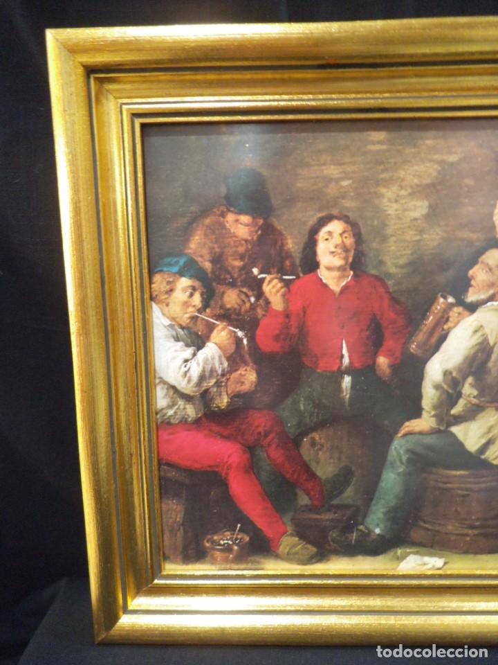 Vintage: CUADRO BORRACHOS EN TABERNA (l&aacute;mina) maco pan de oro - Foto 2