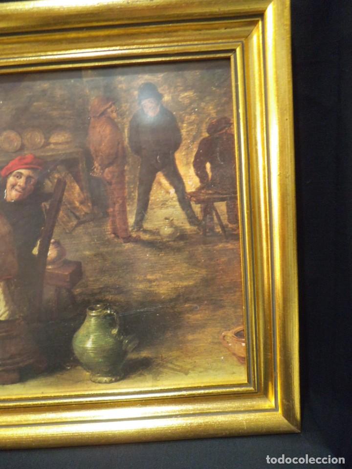 Vintage: CUADRO BORRACHOS EN TABERNA (l&aacute;mina) maco pan de oro - Foto 3