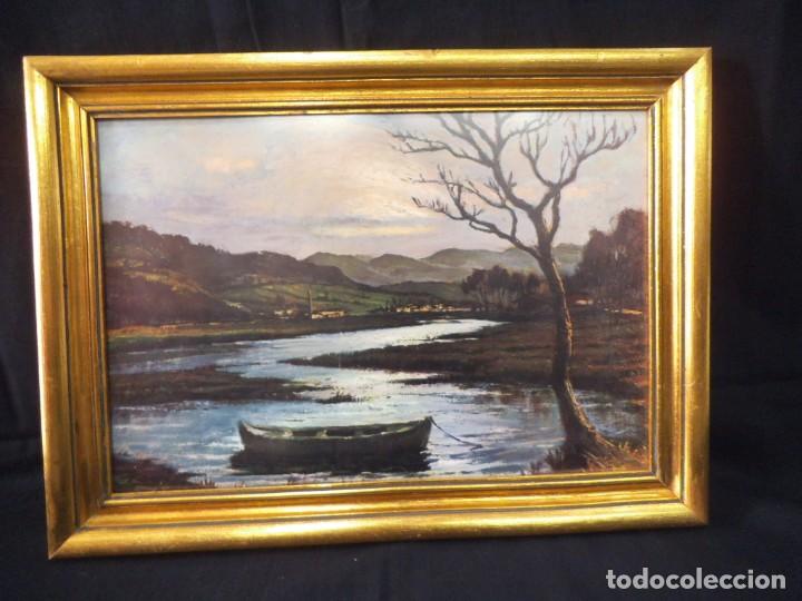 Vintage: CUADRO BARCA (l&aacute;mina) madera pan de oro (40 x 55) - Foto 1