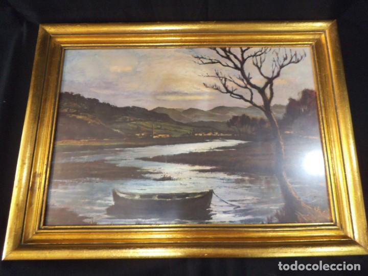 Vintage: CUADRO BARCA (l&aacute;mina) madera pan de oro (40 x 55) - Foto 2
