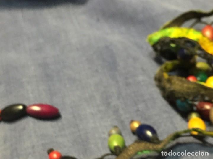 Vintage: CINTA TERCIOPELO ABALORIOS MADERA PINTADA LAMPARA ROPA COMPLEMENTO FLECO - Foto 2