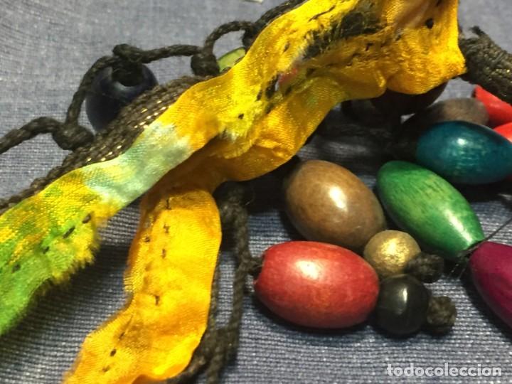 Vintage: CINTA TERCIOPELO ABALORIOS MADERA PINTADA LAMPARA ROPA COMPLEMENTO FLECO - Foto 4