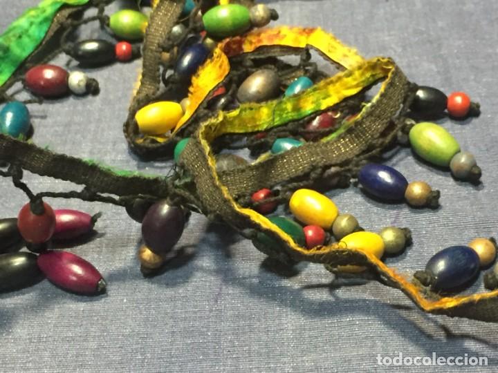 Vintage: CINTA TERCIOPELO ABALORIOS MADERA PINTADA LAMPARA ROPA COMPLEMENTO FLECO - Foto 5