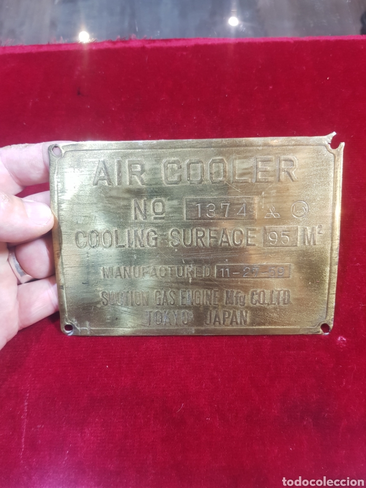 Vintage: Chapa de bronce de aire acondicionado mitsubishi de los a&ntilde;os 50 Tokyo Jap&oacute;n