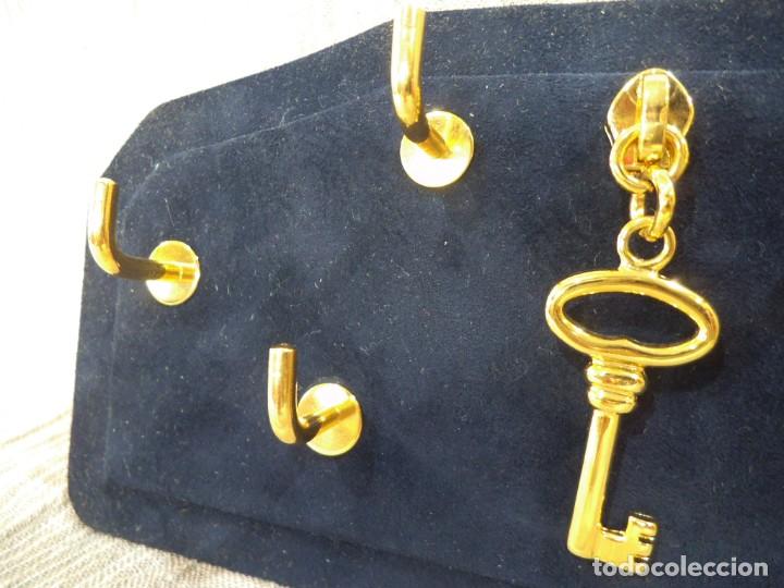 Vintage: CUELGA-LLAVES PIEL (azul) - Foto 2