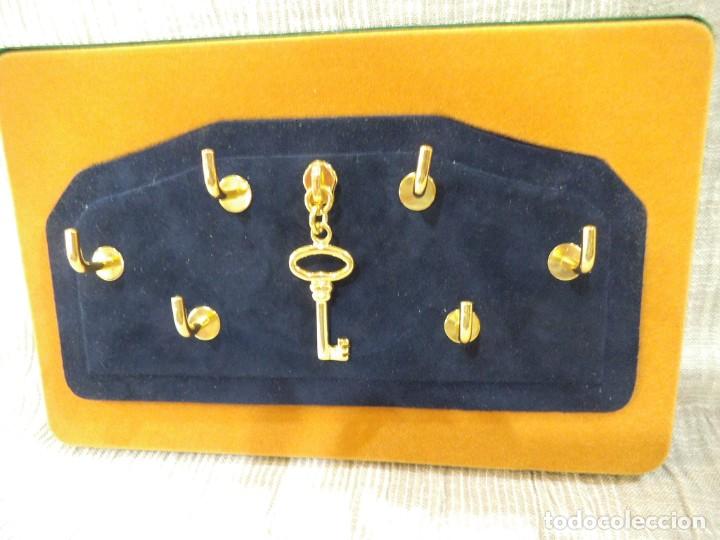 Vintage: CUELGA-LLAVES PIEL (azul) - Foto 6