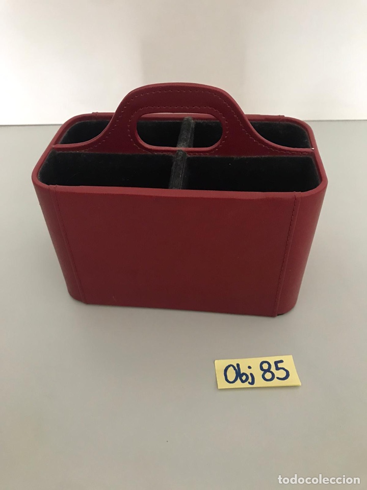 Vintage: Porta l&aacute;pices y bolis de cuero rojo - Foto 1