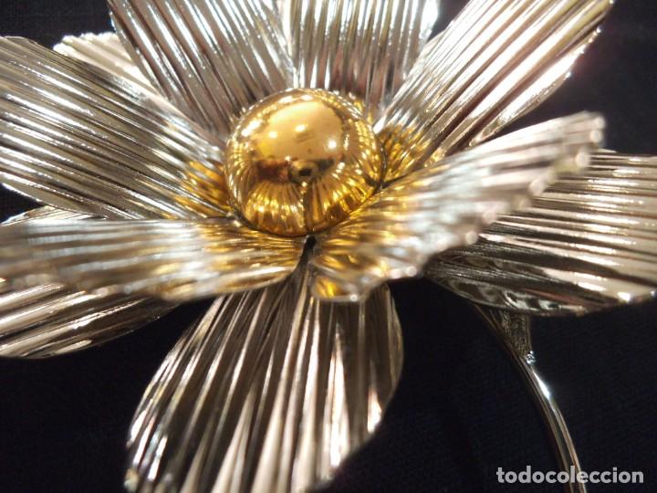 Vintage: FLOR METAL CROMADO (16cm) - Foto 3