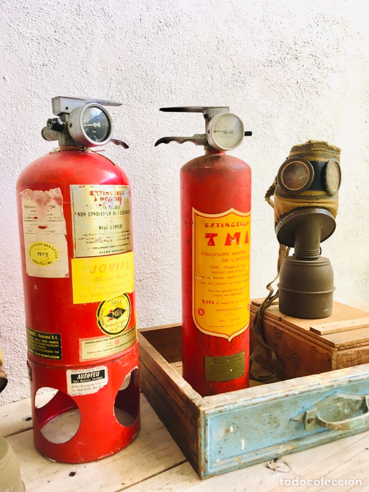Vintage: ANTIGUO EXTINTOR FRANC&Eacute;S VINTAGE BOMBONA DECORATIVA CON MAN&Oacute;METRO DECORACI&Oacute;N INDUSTRIAL